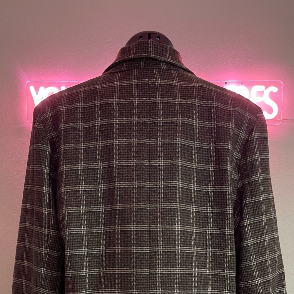 Fashion Nova Blazor Suit Coat Striped Brown Double Lined